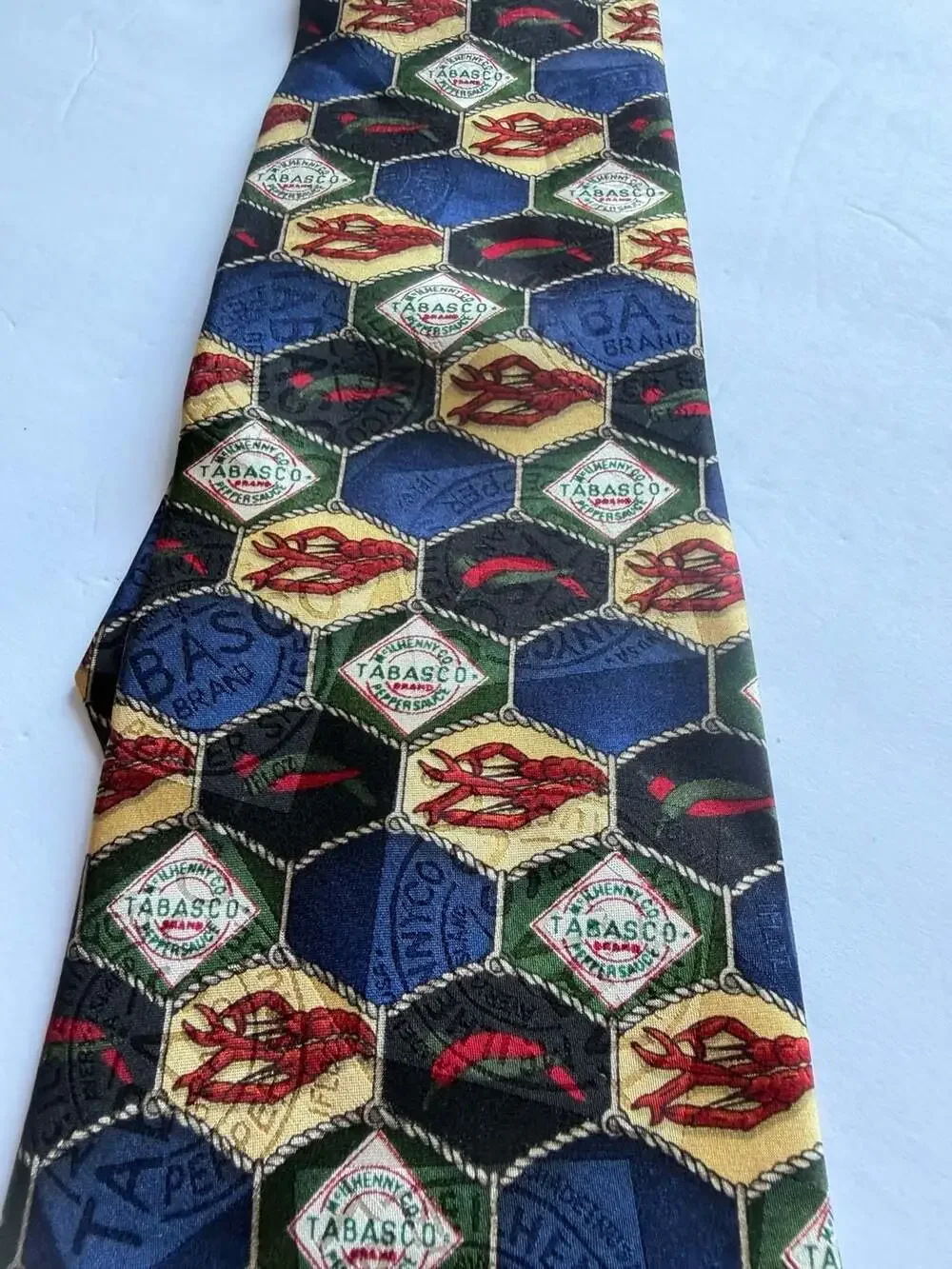 Vintage Tabasco McIlhenny Co. Pepper Sauce Novelty Silk Necktie